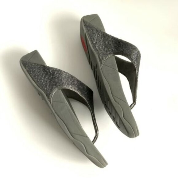 Fitflop Sandals Women Size 9M Gray Superglitz Wedge Thong - Picture 5 of 11